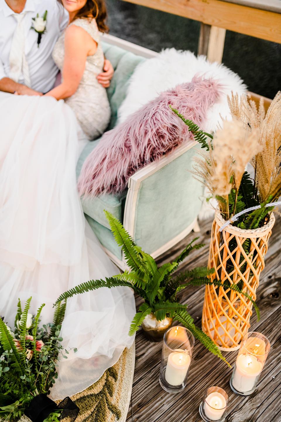 fern and pampas grass wedding decor