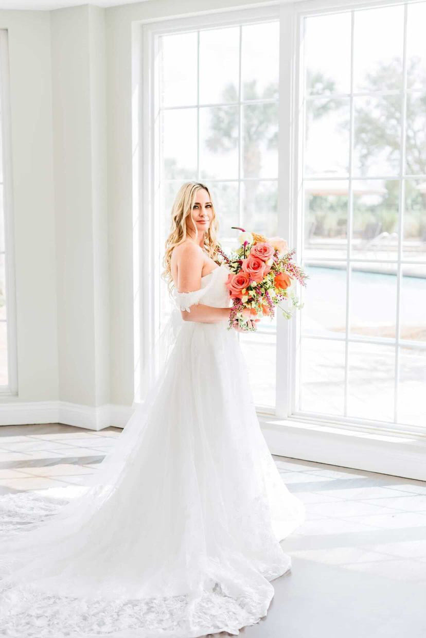 bridal portrait in large windows