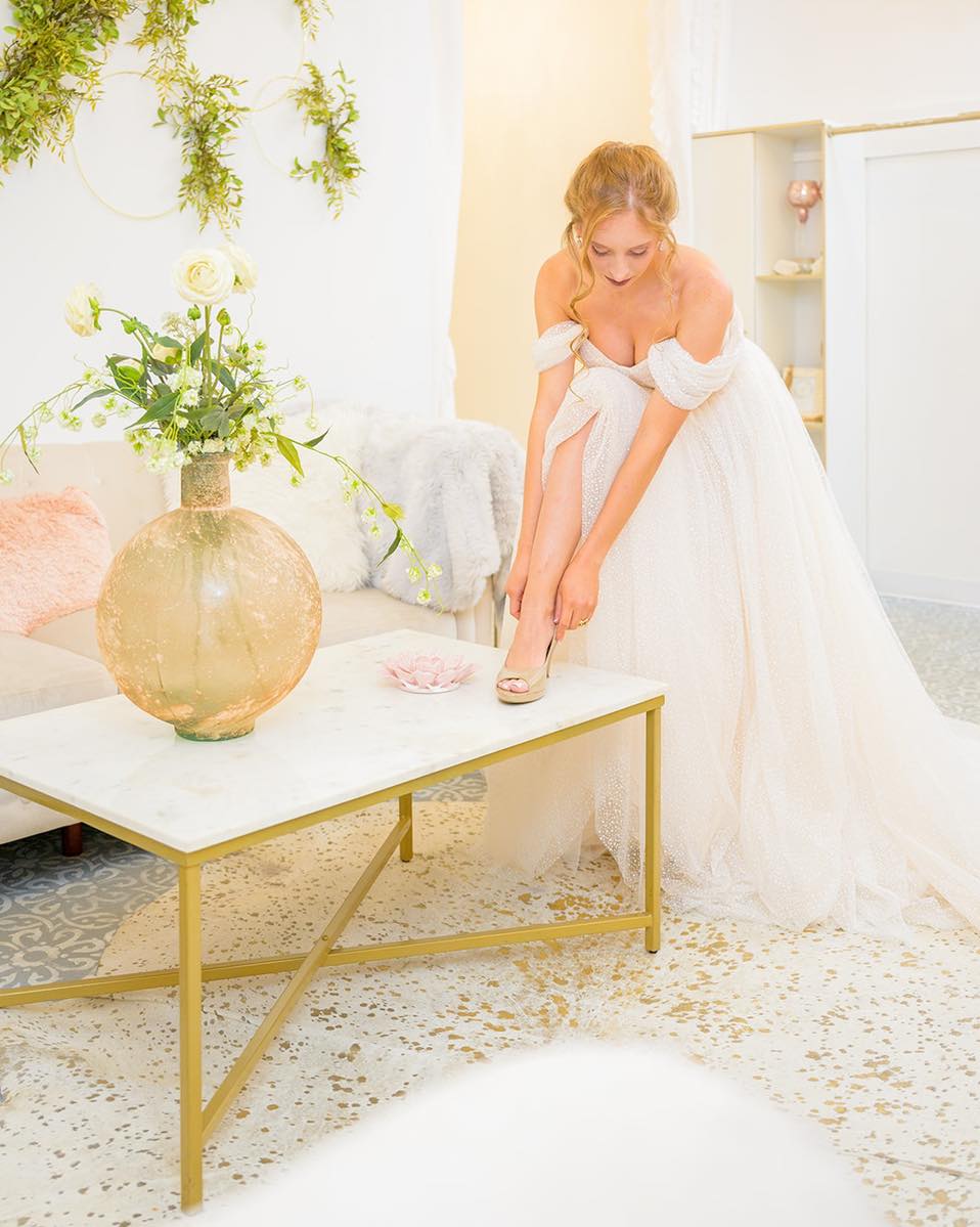 bride fastening her heels